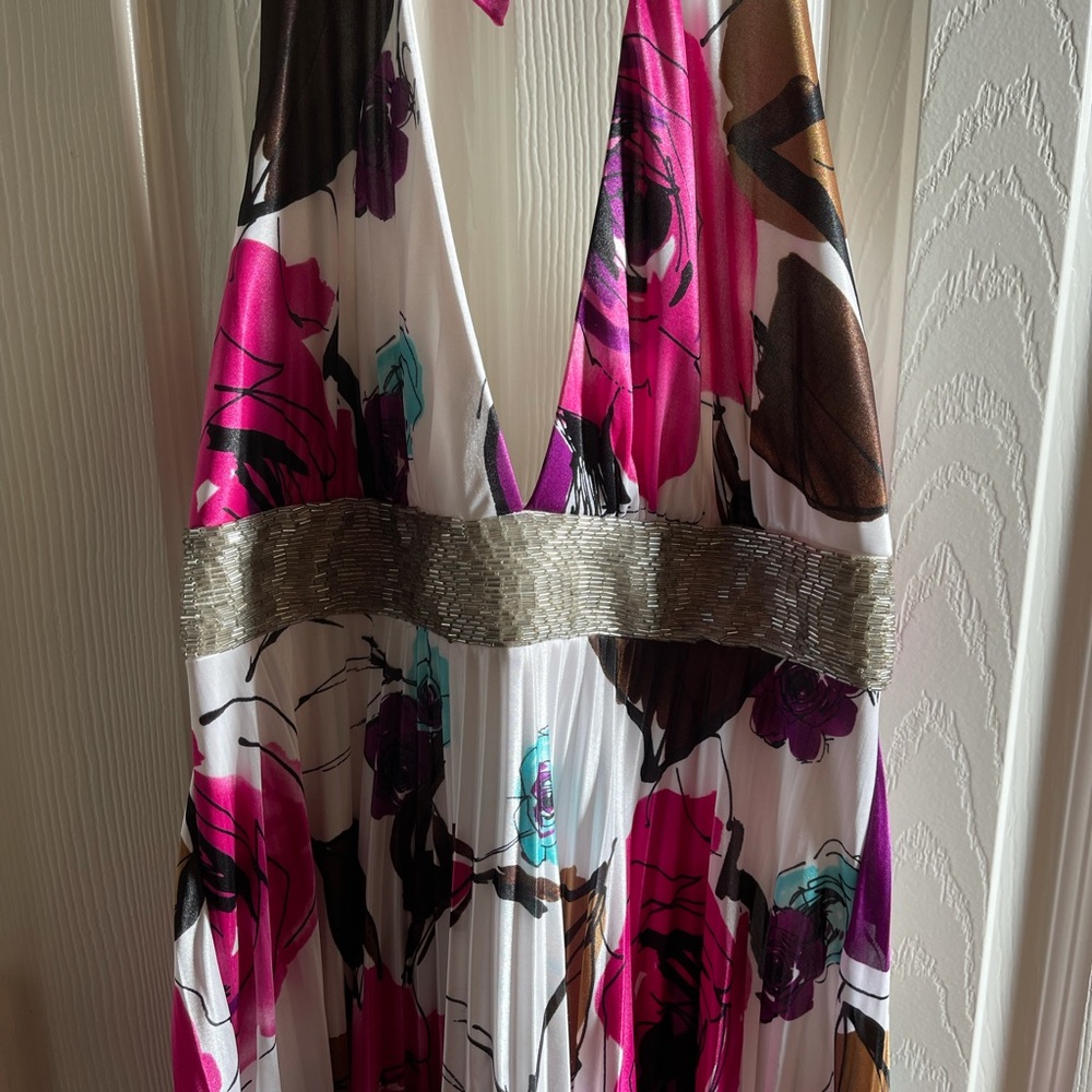 Long halter evening dress.